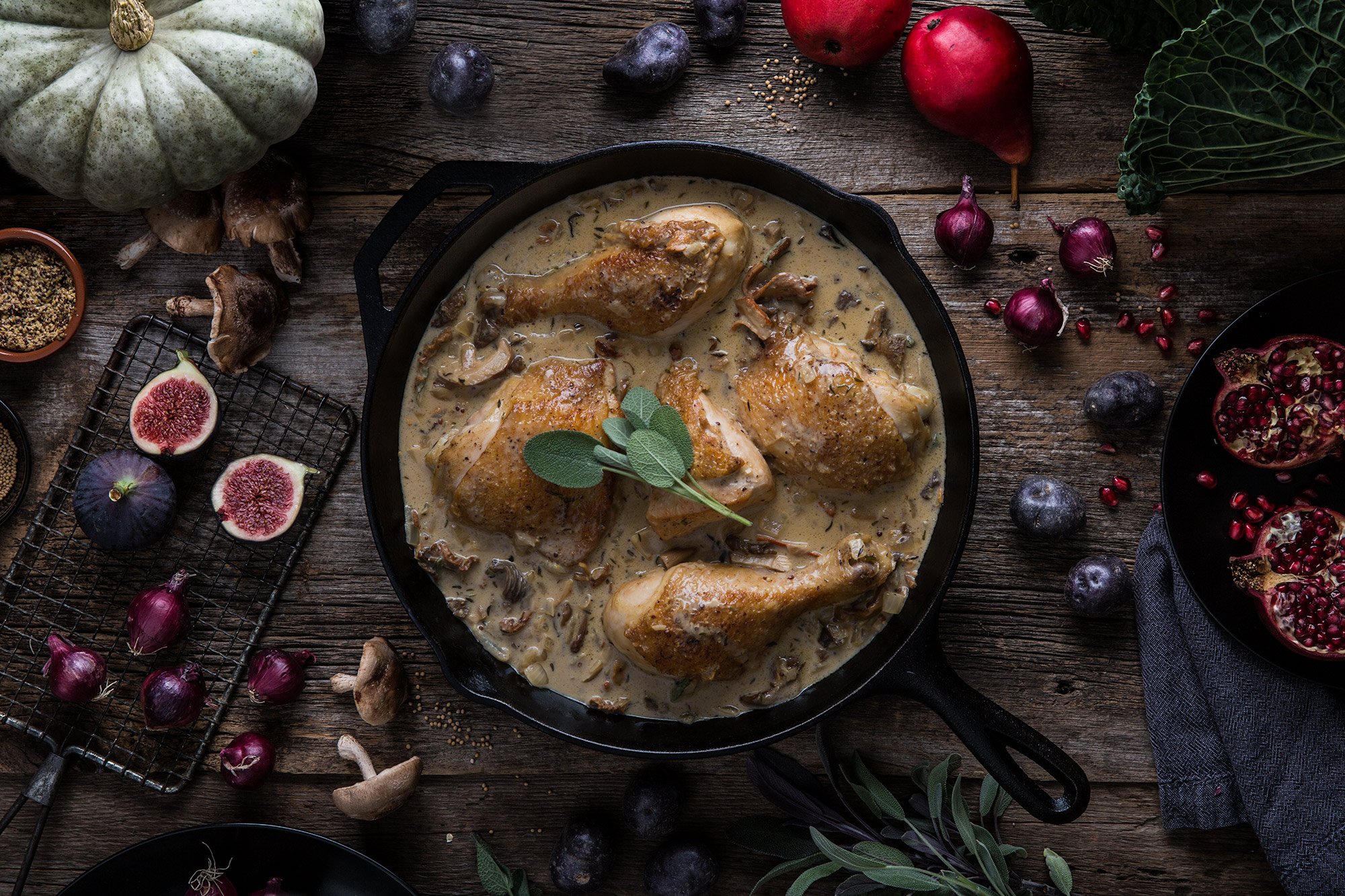 Chicken with mushrooms - mortar-and-pestle.ca